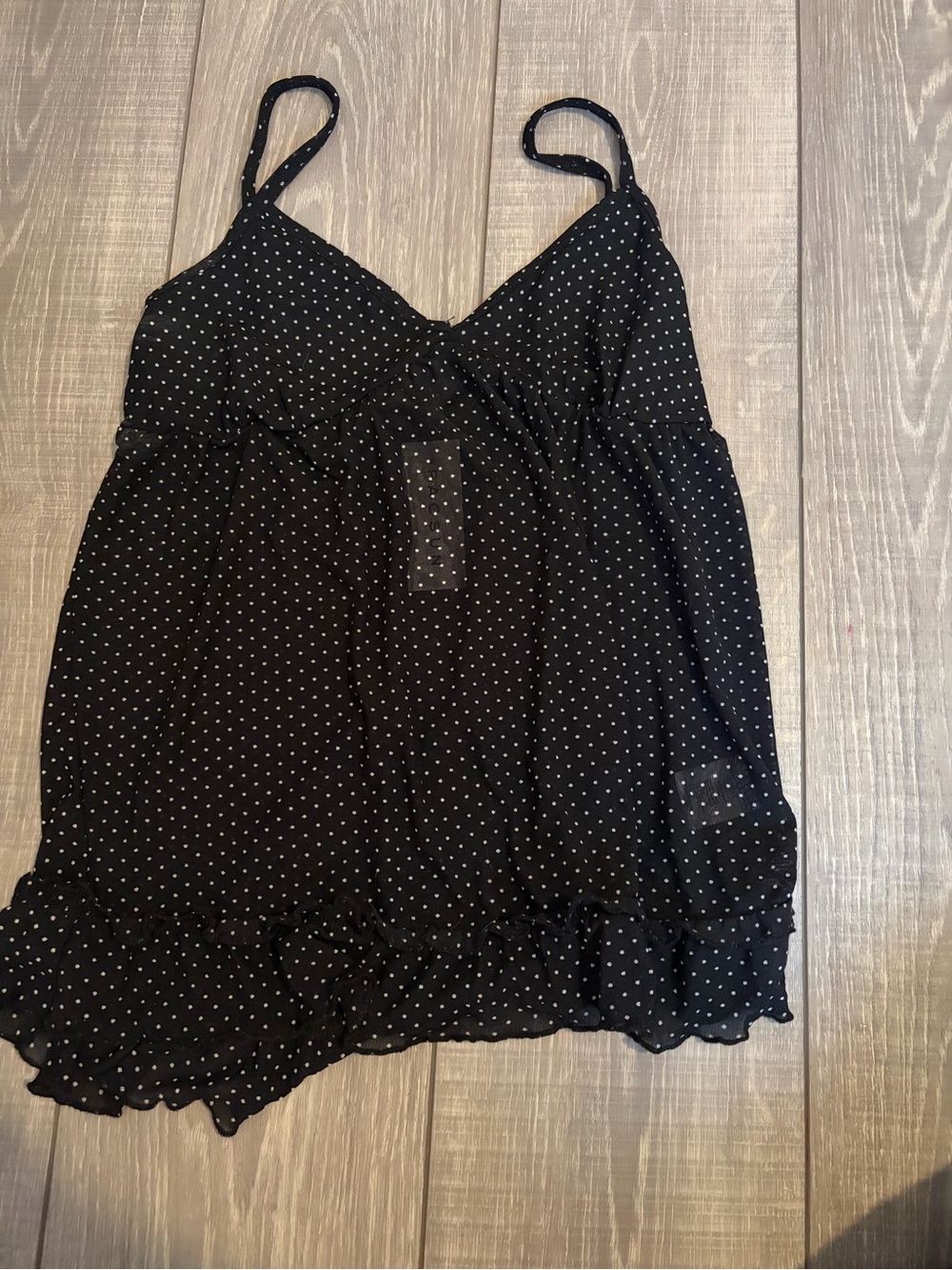 Brandy Melville Black Polka Dot Sheer Camisole